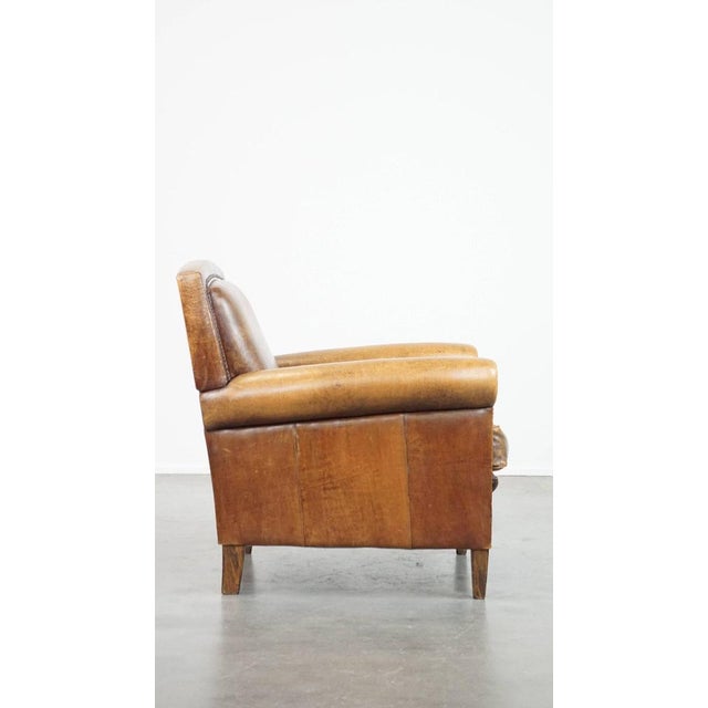 Leather Armchair with Decorative Nails For Sale - Image 3 of 14