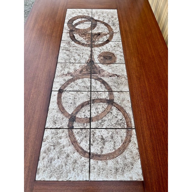 Brown Mid Century Modern Danish Dining Table With Tile Inlay. Circa 1970s For Sale - Image 8 of 12