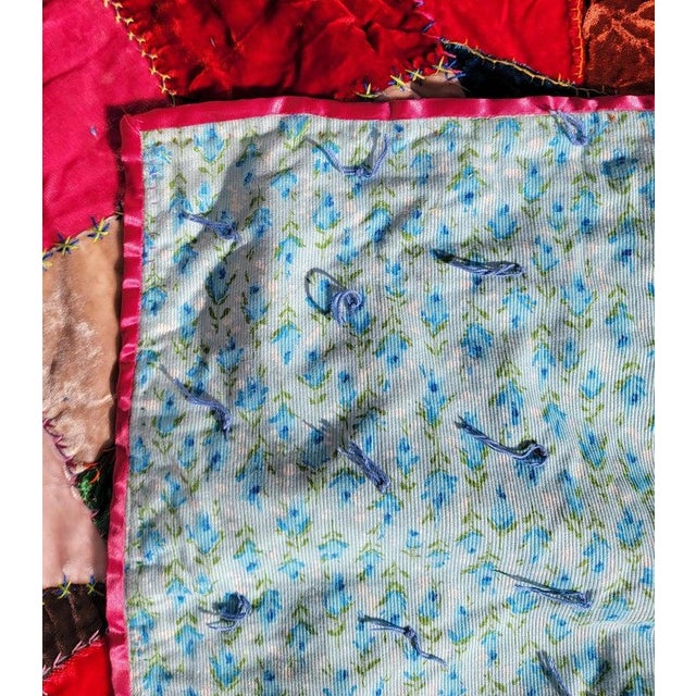 19thc Velvet Crazy Quilt From Ohio For Sale - Image 4 of 8