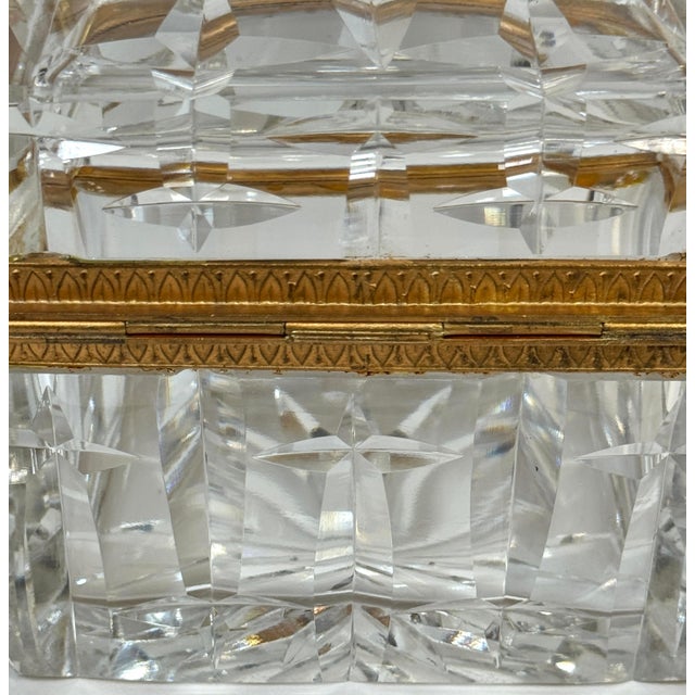 Charles X Style French Ormolu Optic Cut Crystal Box, Signed Lehmann France For Sale - Image 15 of 18