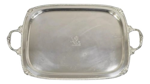 Antique English Regency Lion Engraved Silver Plated Serving