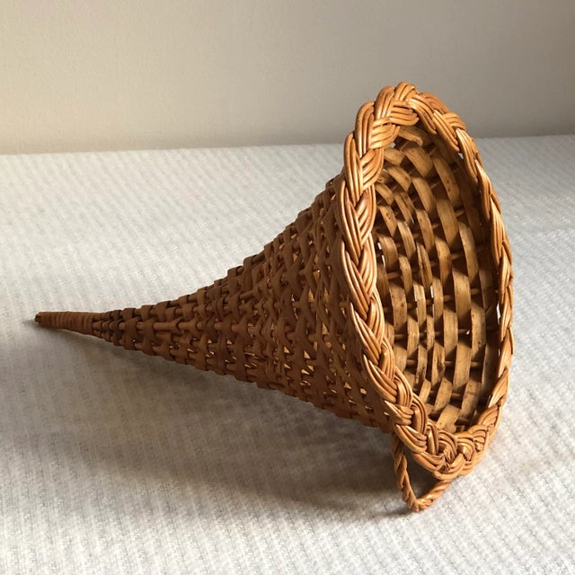 Mid 20th Century Vintage Cornucopia Basket For Sale - Image 5 of 12