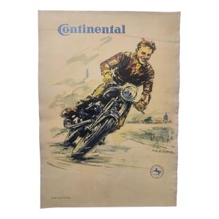 Art Deco Continental Tire Advertising Poster, 1930s For Sale