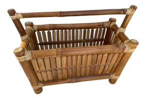 Vintage McGuire Inspired Mid-Century Modern Thick Bamboo Magazine Rack