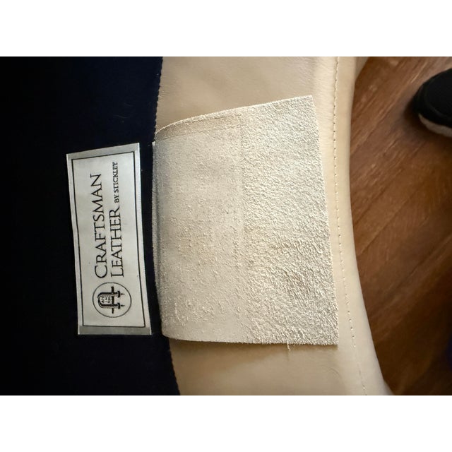 Tan Leather Curved Sofa Stickley Large Modular Sectional Sofa Tan Leather Sectional Curved Room Sofa For Sale - Image 8 of 9