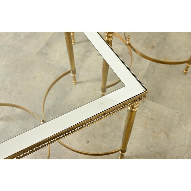 French Vintage Mid-Century Brass & Glass End Tables For Sale In Baton Rouge - Image 6 of 10