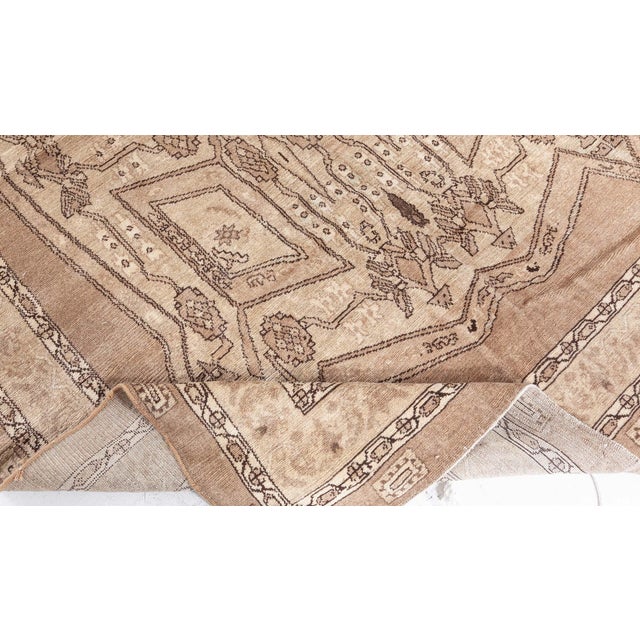 Early 20th Century Antique Beige and Brown Geometric Motif Persian Bakhtiari Rug For Sale - Image 5 of 8
