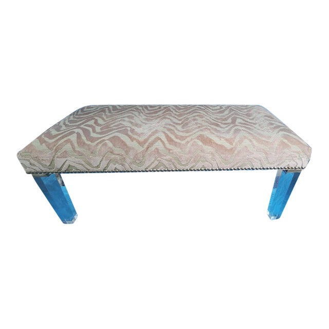 1990s Massoud Pink Bench With Acrylic Legs For Sale