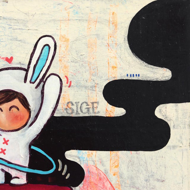 Figurative The One With the Game - Colorful Contemporary Mixed Media Figurative Original Artwork by Melanie Tiongson For Sale - Image 3 of 9