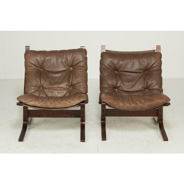 Brown Vintage Danish Leather Siesta Chairs by Ingmar Relling, Set of 2 For Sale - Image 8 of 8