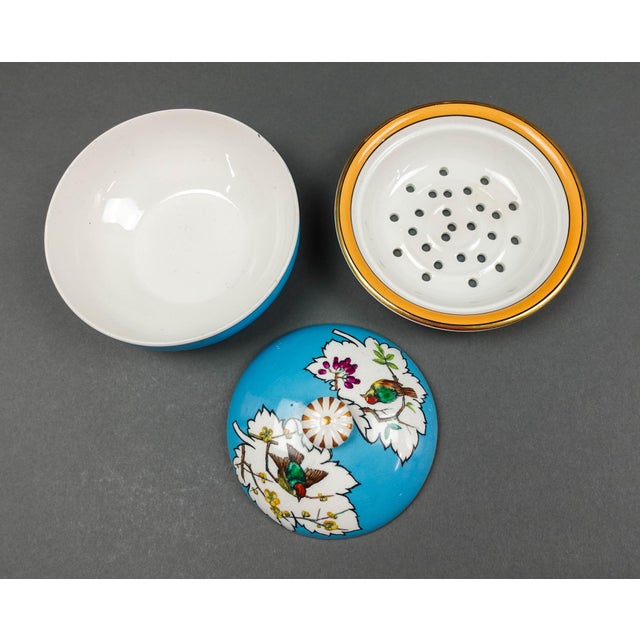 Ceramic Minton England Antique Birds Turquoise Porcelain Soap Dish & Pitcher Set - 2 Pieces For Sale - Image 7 of 10