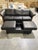1990s 1990s Ekornes Stressless Scandinavian Black Paloma Leather Double Ottoman With Curved Wood Tabletop For Sale - Image 5 of 9