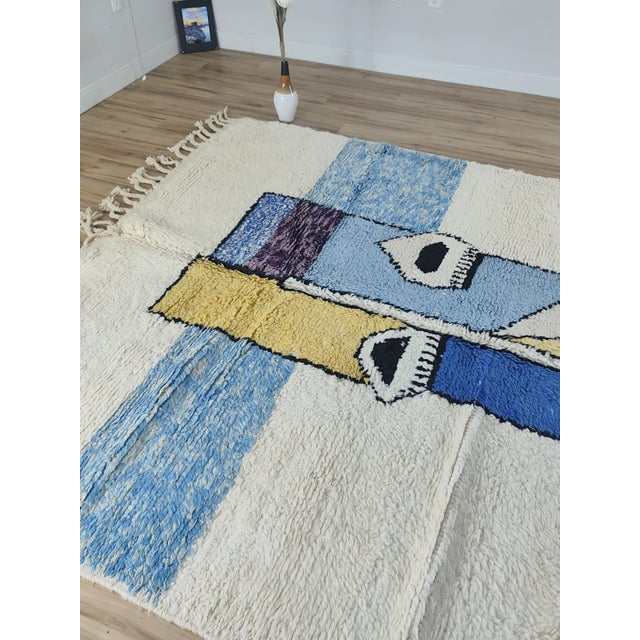 Textile Cubist Abstract Multicolor Handwoven Wool Moroccan Rug For Sale - Image 7 of 12