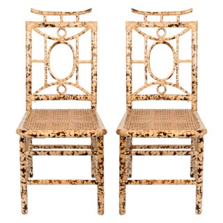 Bamboo Chinoiserie Pagoda Dining Chairs - a Pair For Sale