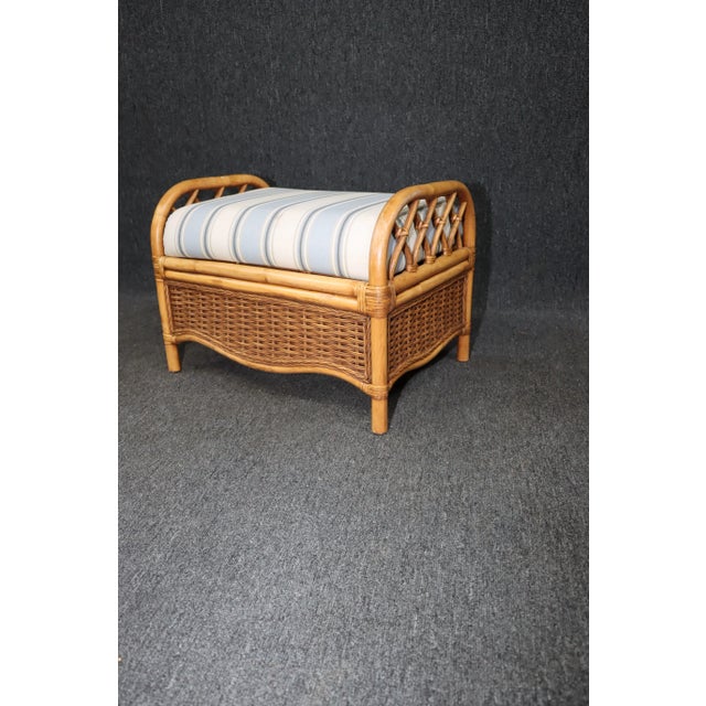 Bamboo and Wicker Upholstered Ottoman For Sale In Philadelphia - Image 6 of 6