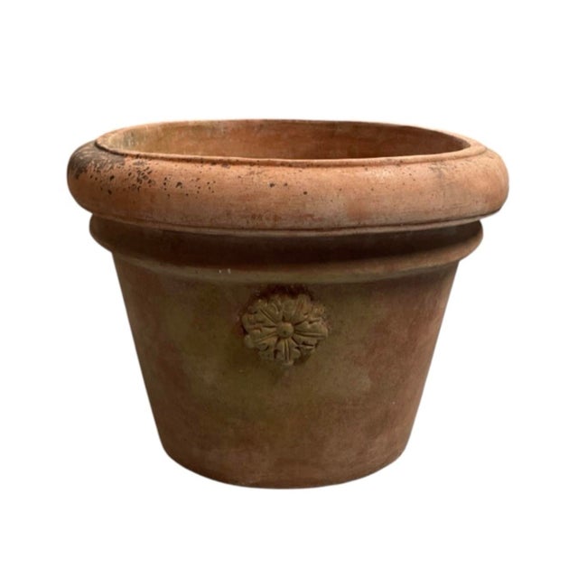 Vintage Italian Tuscan Style Terracotta Oval Planter Trough With Mascaron Relief For Sale - Image 4 of 12