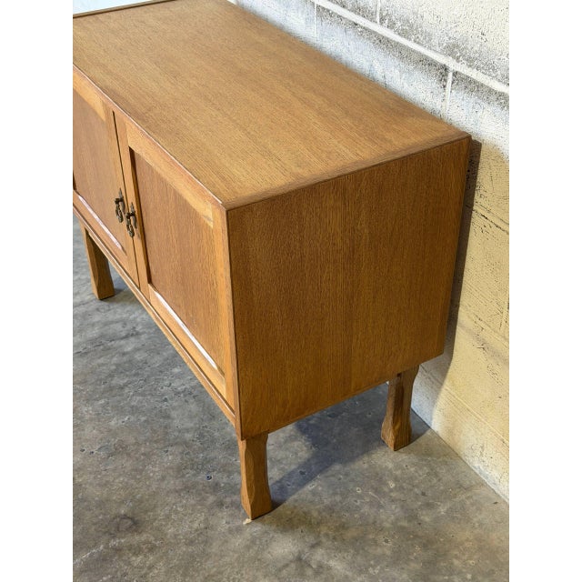 Wood Oak 2-Door Storage Cabinet With Internal Wooden Shelf Vintage Mid-Century Modern 1970s For Sale - Image 7 of 11