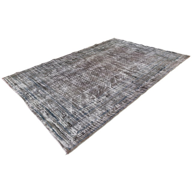 Minimalism Antique Tabriz Distressed Wool Rug With Muted Earth Tones & Indigo For Sale - Image 3 of 10