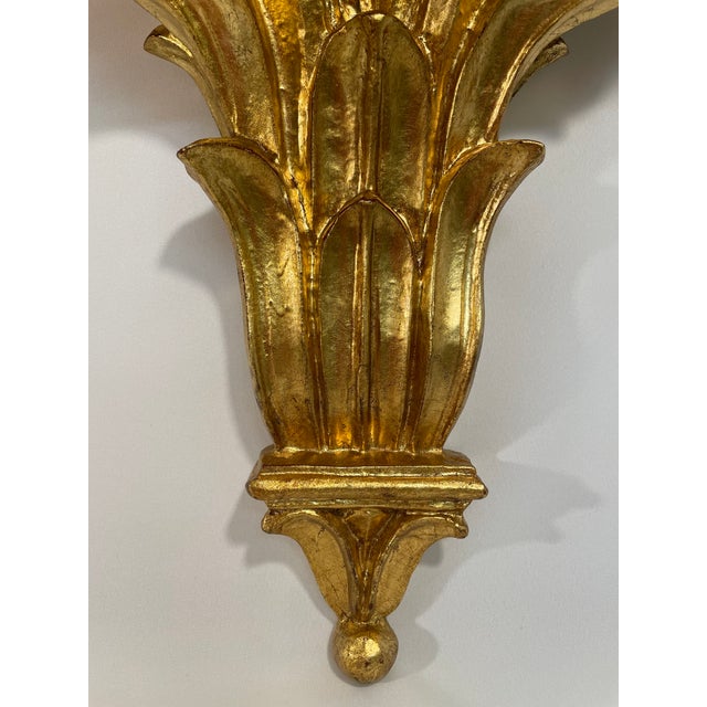 Gold Vintage Italian 14.5" Neoclassical Giltwood Decorative Shelf Brackets - A Pair For Sale - Image 8 of 18