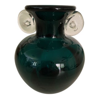 Mid 20th Century Italian Modern Green Murano Glass Vase For Sale