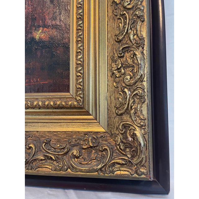 Mid-Century Italian Old Master Style Interior Genre Scene Painting by Clemente Tafuri (1903-1971) in Ornate Gilt Frame For Sale - Image 10 of 16