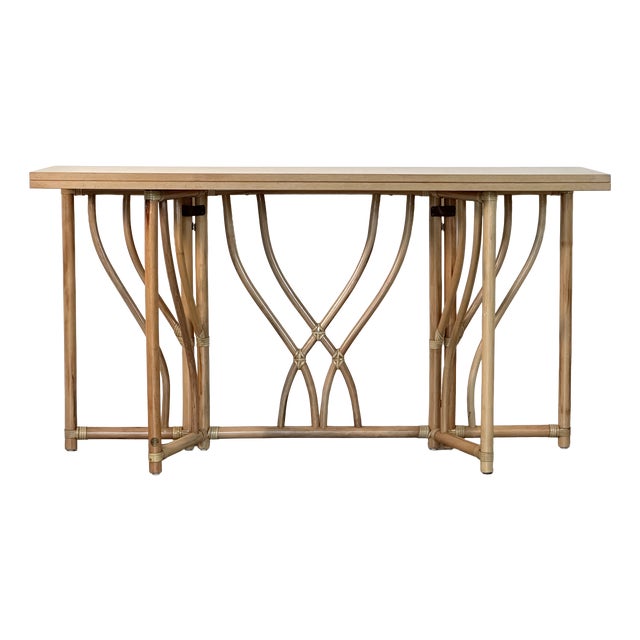 Console Table in Wood and Bamboo from IG, 1970s For Sale