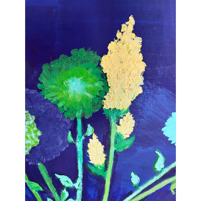 Abstract Large Vintage Acrylic Still Life Painting on Canvas For Sale - Image 3 of 3