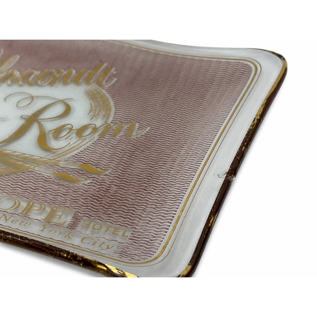Vintage the Rembrandt Room the Stanhope Hotel Nyc Glass Ashtray New York City For Sale - Image 4 of 11