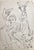 Moshe Avni, Vintage Israeli Bezalel School Drawing Surrealist Boy with Animals Kibbutz Life, c.1960's For Sale