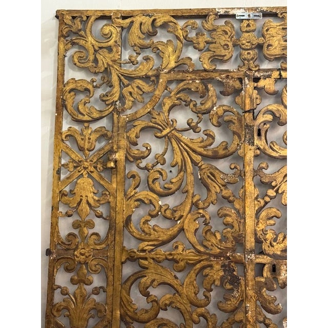 This product is an 18th-century Italian heavy gilded iron gate, showcasing a classic Italian style with intricate...