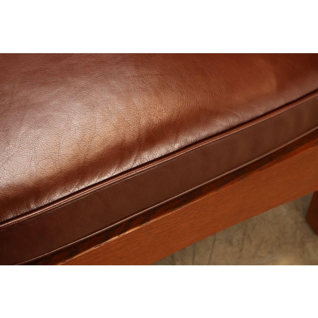Brown Stickley Mission Collection Oak And Leather Lounge Chair For Sale - Image 8 of 18