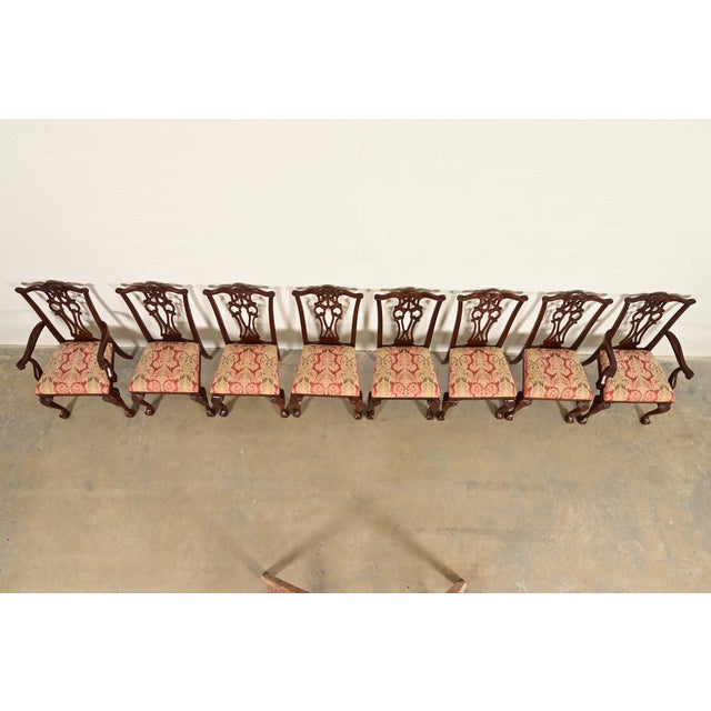 Ethan Allen Chippendale Carved Mahogany Dining Chairs, Set of Eight For Sale - Image 11 of 15