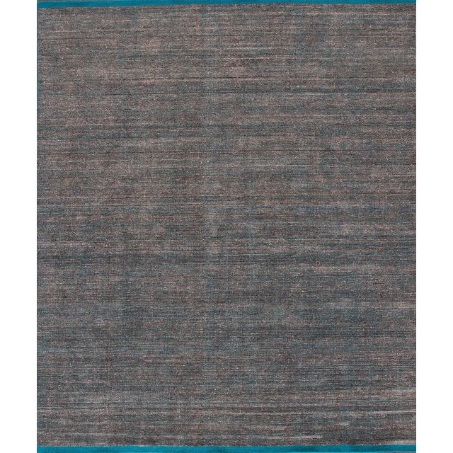 2010s Modern Indian Boho-Style Handmade Gray Geometric Wool Rug For Sale - Image 5 of 5