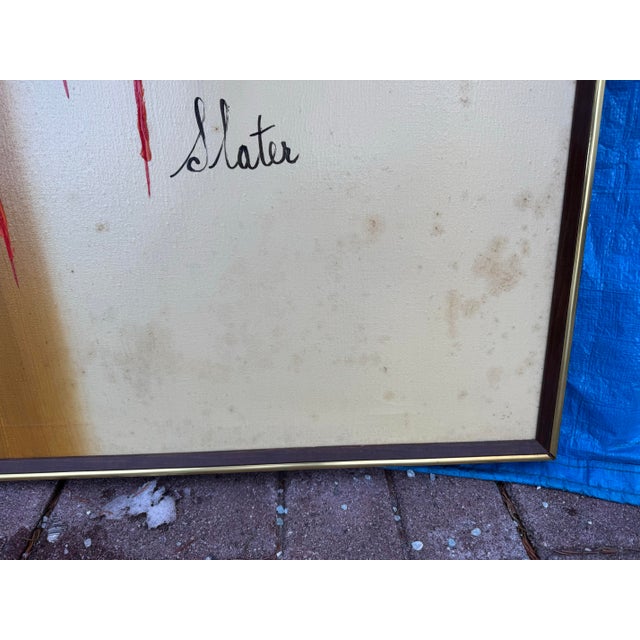 Wood 1960s Carlo of Hollywood Gothic Oil on Canvas Painting by 'Slater'- Framed For Sale - Image 7 of 12