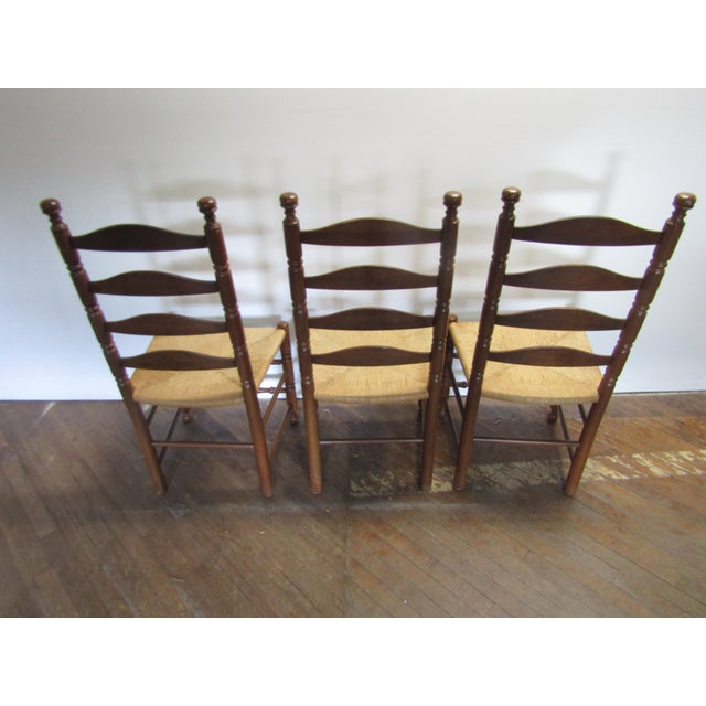 Pennsylvania House Solid Cherry Set of Six Ladder Back Rush Seat Chairs. For Sale - Image 10 of 10