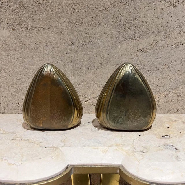 Metal Ben Seibel Brass Clam Shell Bookend Set, Mid-Century Modern, 1950s For Sale - Image 7 of 9