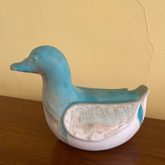 Vintage Mid 20th Century Painted Pottery Duck, Hutzler’s For Sale - Image 9 of 9