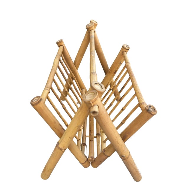Chinoiserie Vintage Bamboo Folding Magazine Holder For Sale - Image 3 of 7
