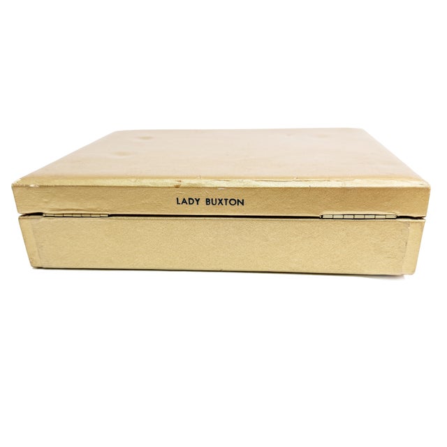 Vintage 1950s Mid Century Glam Lady Buxton Gold Jewelry Box For Sale - Image 4 of 4
