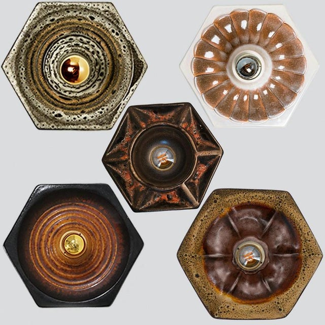 Ceramic Wall Light attributed to Pan Leuchten, Germany, 1960s For Sale - Image 12 of 13
