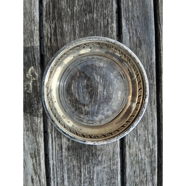Beautiful Etched Flower Glass Sugar Candy Honey Jar with sterling silver lid and base. 4 1/2" tall and 3 1/2" wide. Base...