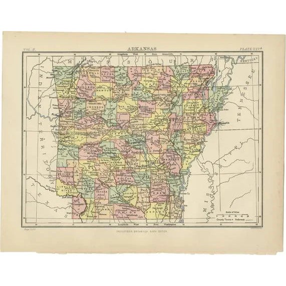 Antique Map of Arkansas, 1875 For Sale