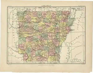 Antique Map of Arkansas, 1875