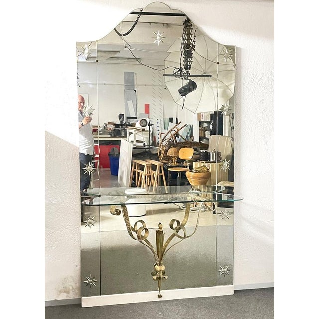 Mid-Century Italian Modern Mirror with Console by Pier Luigi Colli for Cristal Arte, Set of 2 For Sale - Image 8 of 18