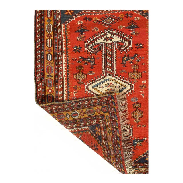 Traditional Rust Persian Hand Knotted Antique Afshar 3'7'' X 4'7'' For Sale - Image 3 of 4