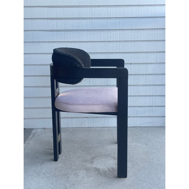New Set of 8 Black and Mauve Armchairs, Dining Chairs For Sale - Image 10 of 13
