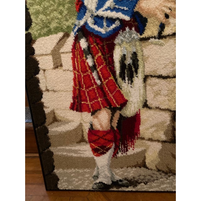 Vintage Scottish Embroidered Bagpiper Wall Hanging For Sale - Image 4 of 6