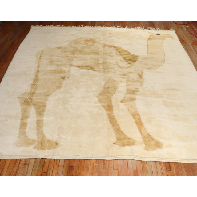 Late 20th Century Late 20th Century Large Camel Moroccan Rug - 11'9" x 13'7" For Sale - Image 5 of 18
