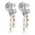 1950s Pair of Mid Century Diamond Pearl 18k White Gold Clip-on Drop Earrings For Sale