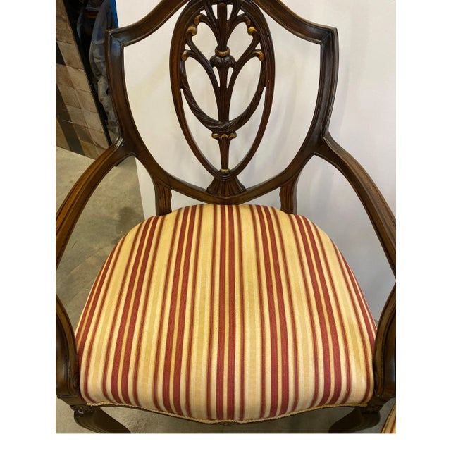 Carved Mahogany Hepplewhite Shield Back Armchairs - A Pair For Sale - Image 4 of 11
